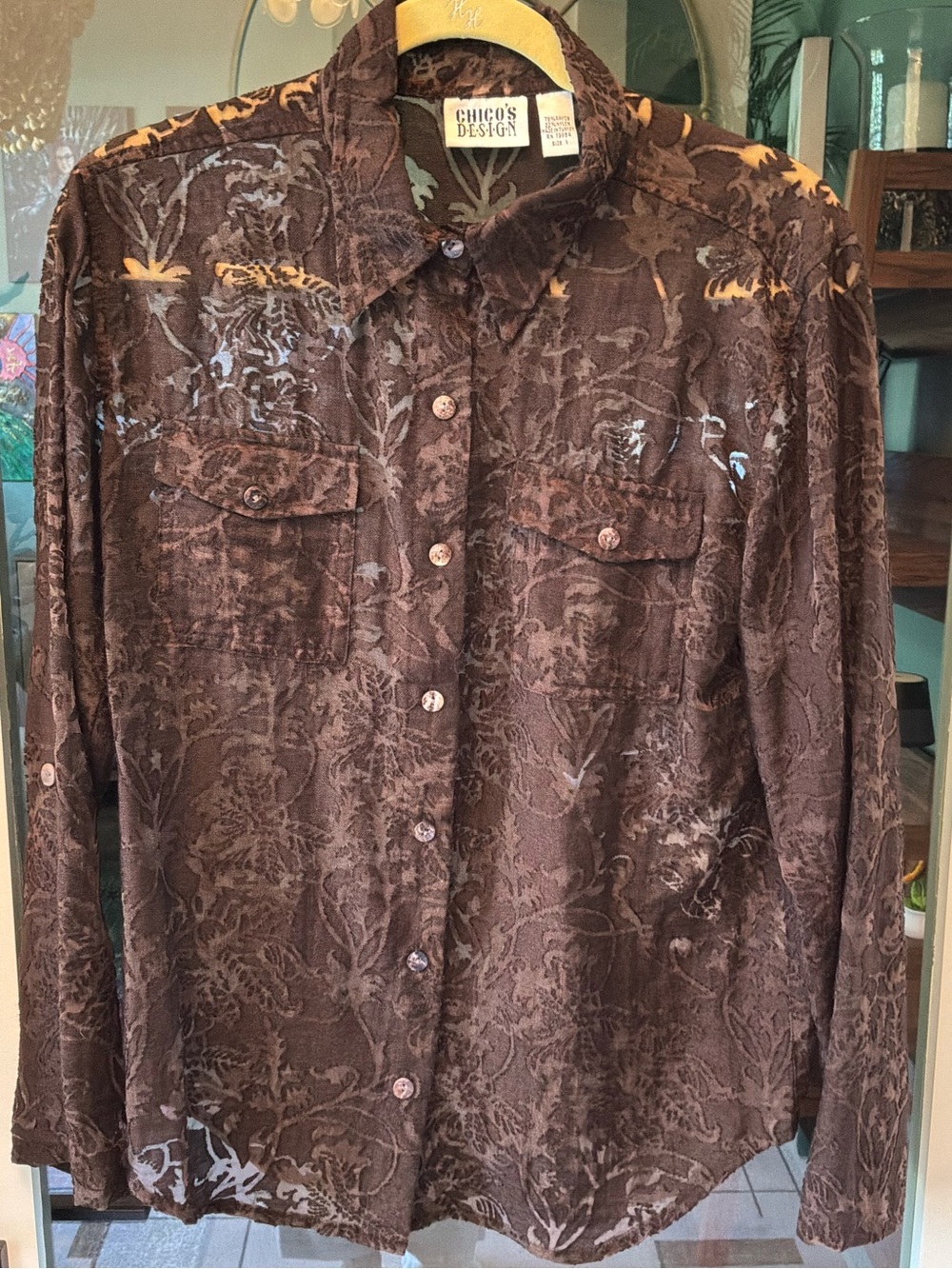 Chico’s Lace Button-Up Shirt Size 2
